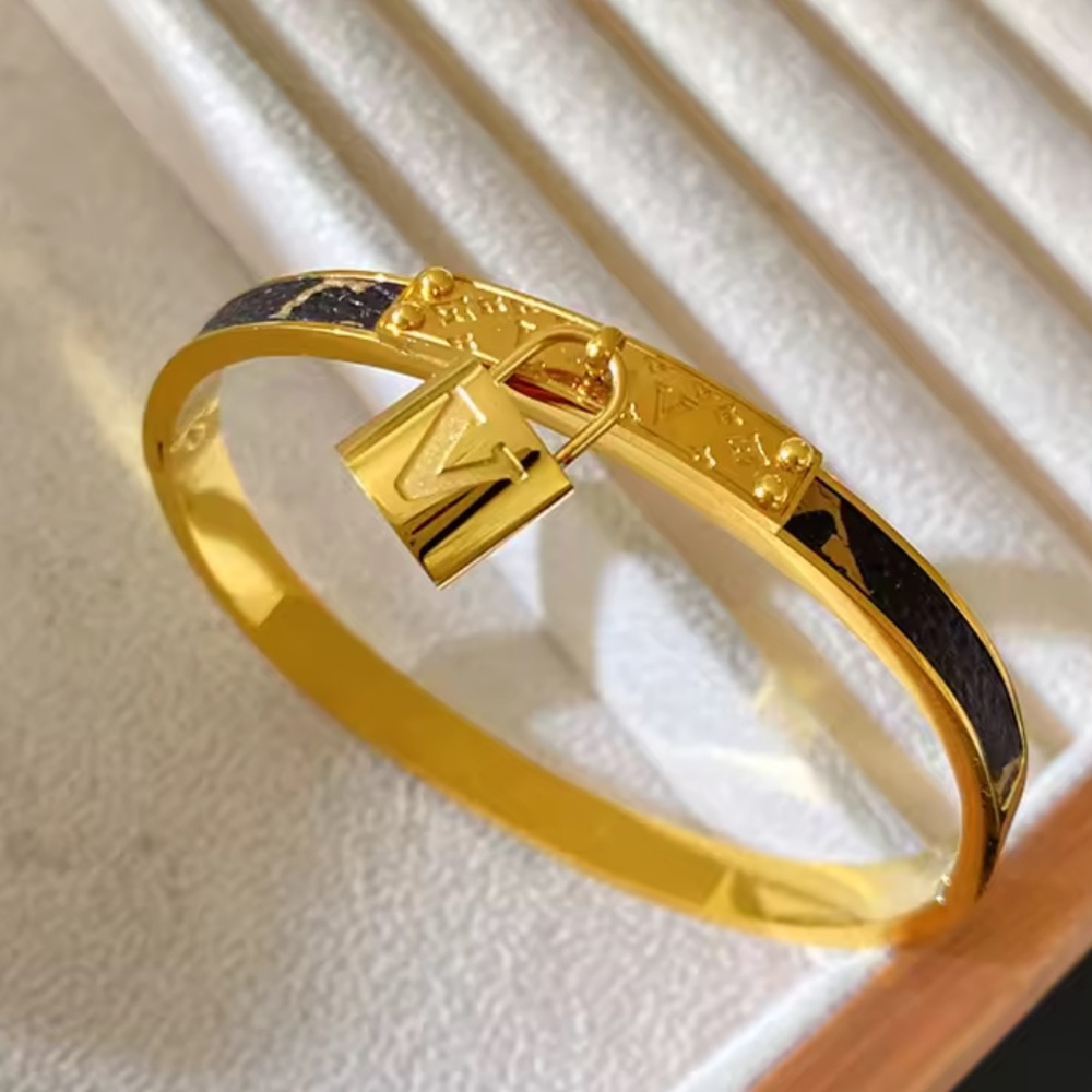 LV Elegant Gold and Brown Bracelet